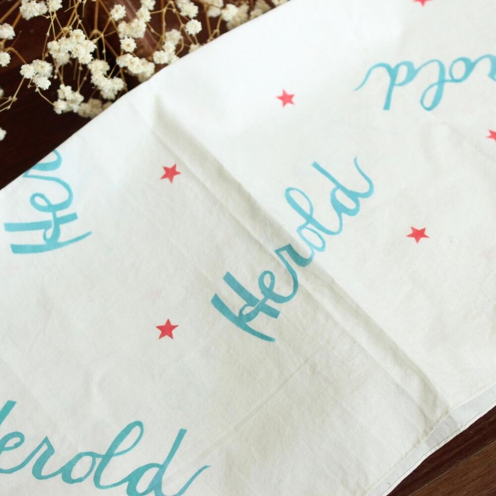 Vintage 1950s Men's Handkerchief, Herold White Cotton with Blue, Red Stars Colle - Picture 4 of 10